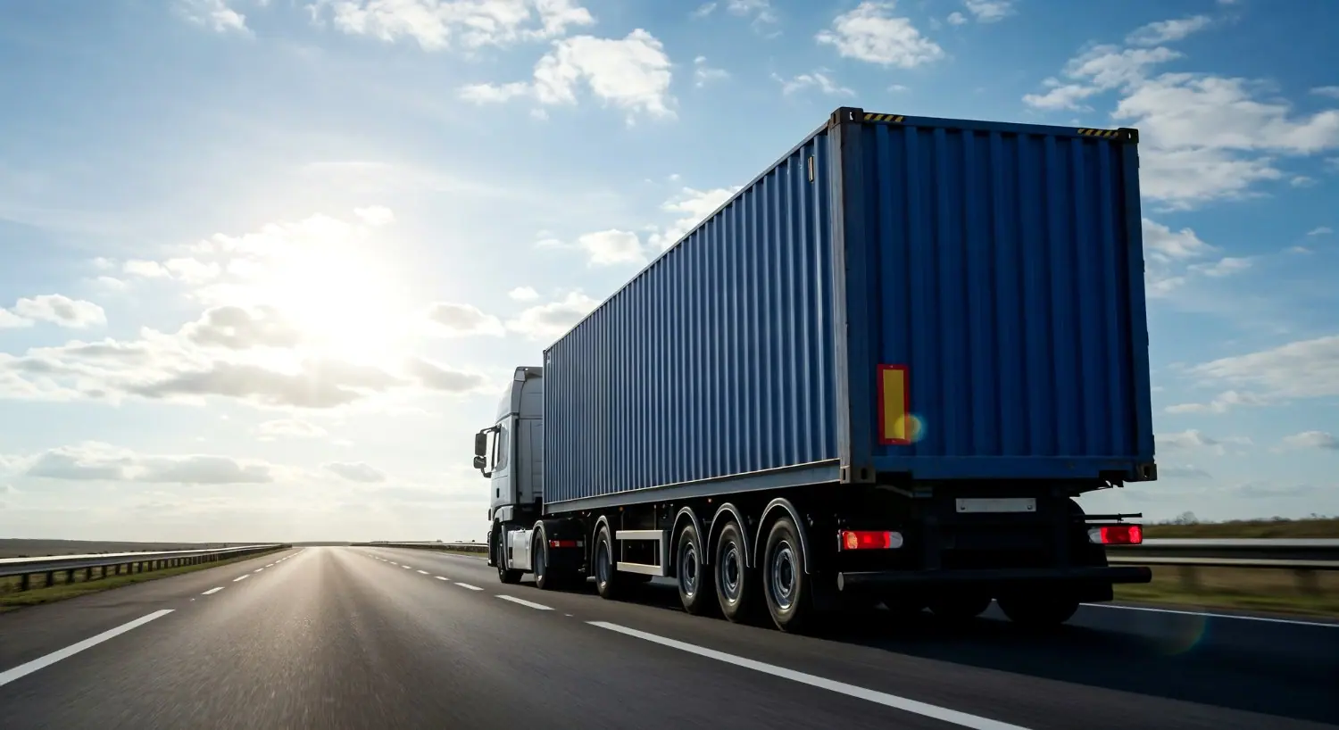 Container truck on an open highway